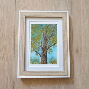 Summer acrylic painting ~ Original acrylic painting ~ Tree acrylic painting ~ Small artwork gift ~ Framed artwork 13x18 cm ~ Nature artwork