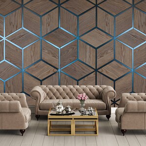 Wooden Cube Background Wall. Wood Blocks Wallpaper. Volumetric - Etsy