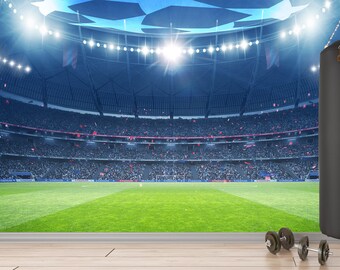 Stadium View in Night Light Digital Print Wallpaper Champions - Etsy Denmark