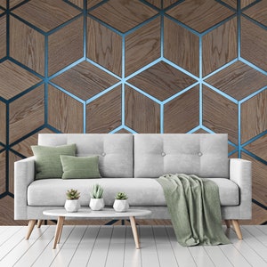Wooden Cube Background Wall. Wood Blocks Wallpaper. Volumetric - Etsy