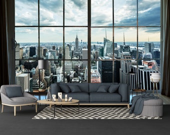 Manhattan New York City Skyline Buildings Ascension Window Etsy
