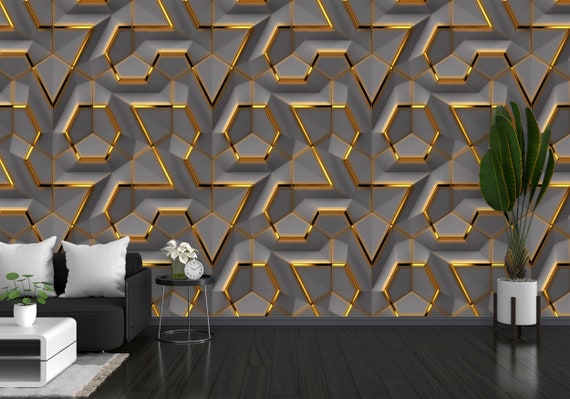 Gray Panels With Gold Decor Patina Elements. Shaded And Bright - Etsy