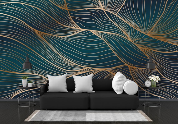 Luxury Gold Pattern 3d Wallpaper Art Deco Pattern Interior Etsy New Zealand