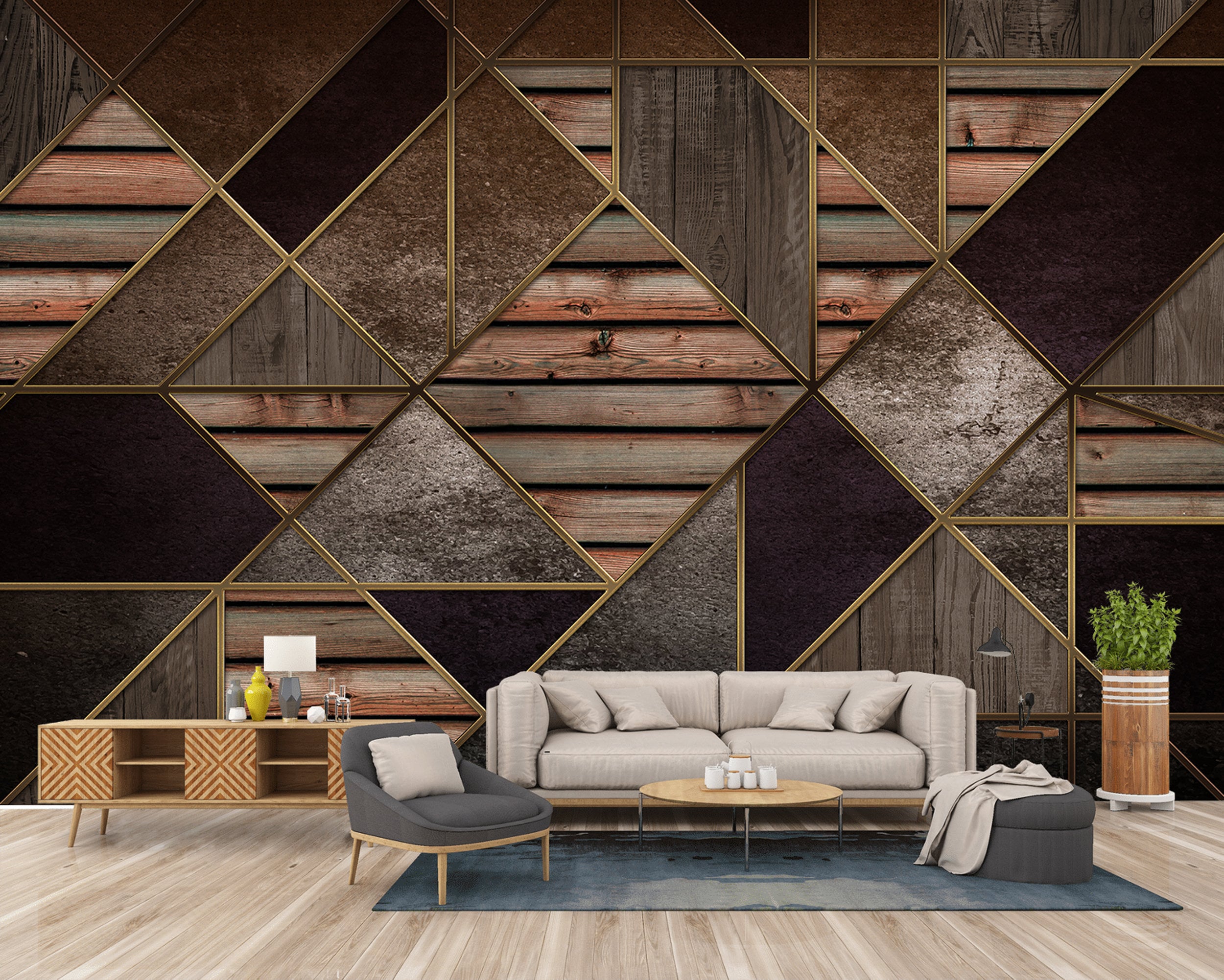 Geometric Wallpaper Design Wallpaper Wall Panels Indoor Wall Etsy