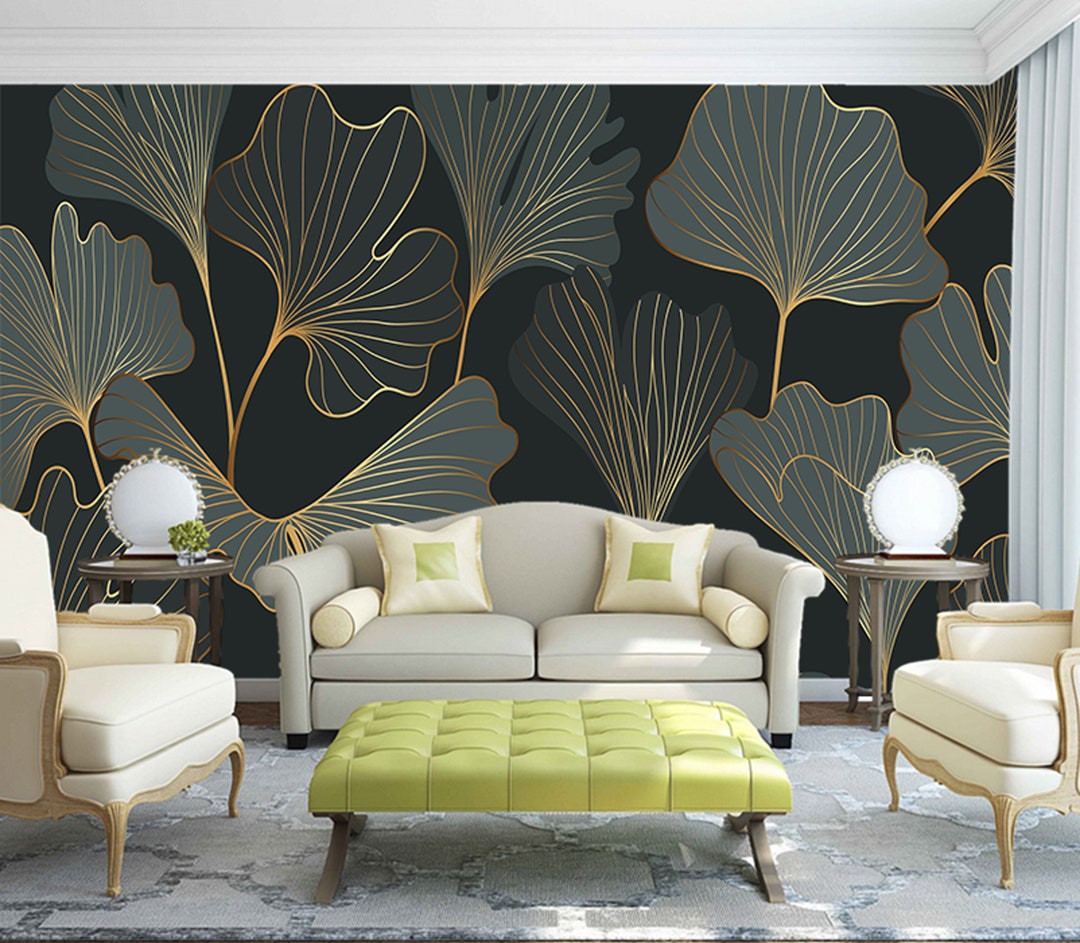 Luxury Floral Art Decor. Golden Natural Pattern Design Digital Printing ...