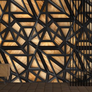 Wood Oak Look Black Roof Lattice Tiles Background Digital Print