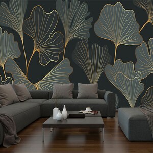 Luxury Floral Art Decor. Golden Natural Pattern Design Digital Printing ...