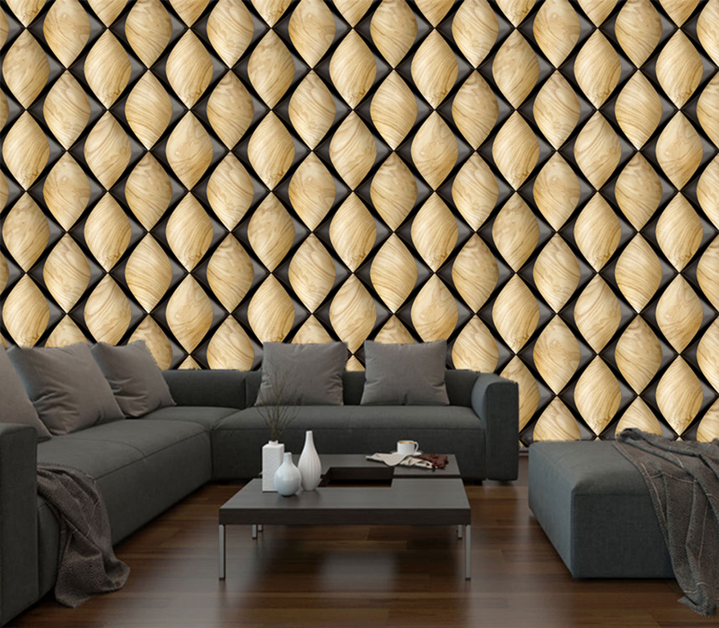 3D Solid Wood Tiles With Gloss Black Elements 3D Wallpaper - Etsy Australia 3D Solid Wood Tiles With Gloss Black Elements 3D Wallpaper - Etsy Australia