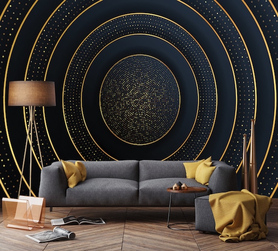 Gold Stripes Black Dark Blue Digital Print Wallpaper Wall - Etsy Australia Gold Stripes Black Dark Blue Digital Print Wallpaper Wall - Etsy Australia