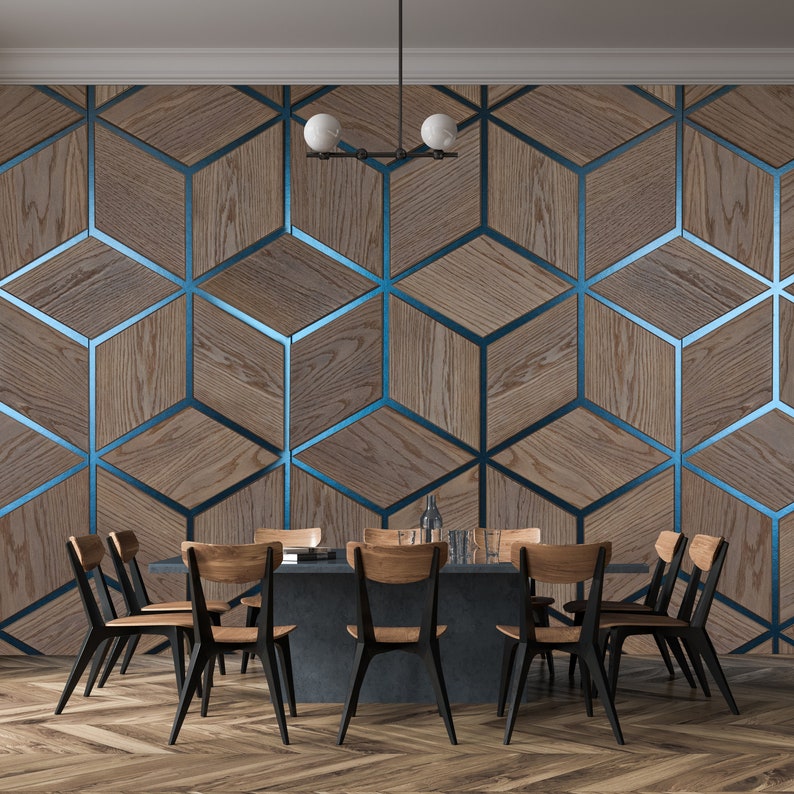 Wooden Cube Background Wall. Wood Blocks Wallpaper. Volumetric - Etsy