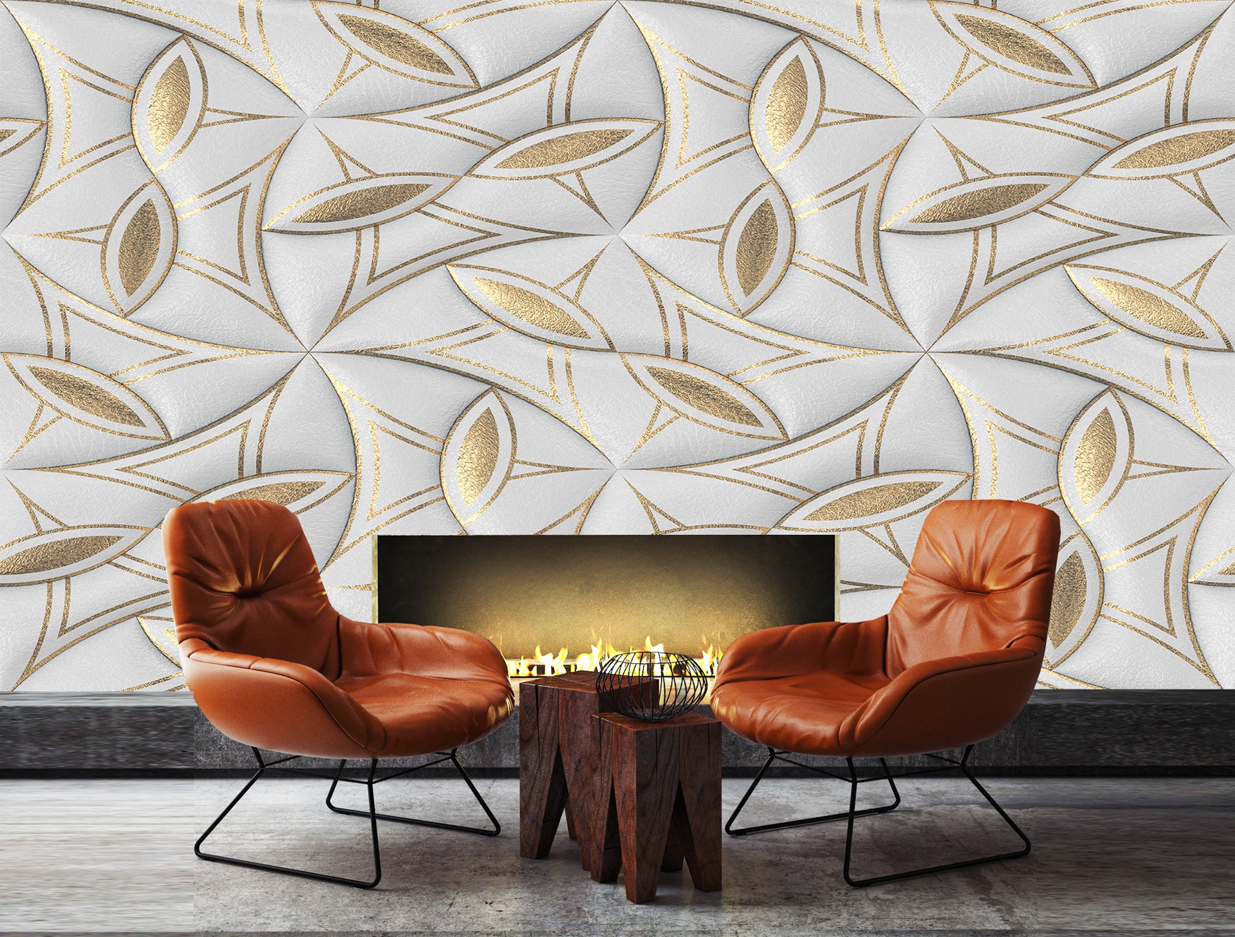 Buy Polygonal Light Color. Modern Design Digital Print Wallpaper With  Geometric Planes and Shimmering Gold Contours Online in India 