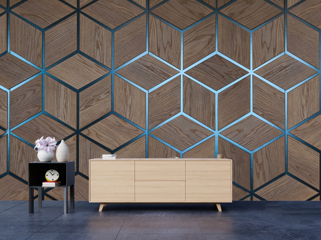 Wooden Cube Background Wall. Wood Blocks Wallpaper. Volumetric - Etsy