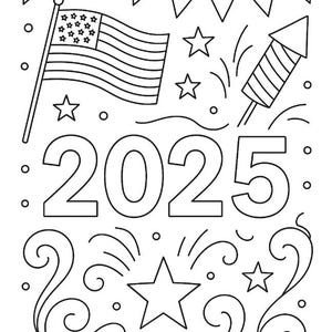 Patriotic 2025 Coloring Pages | 4th of July Printable Art | US Flag | Summer Holiday Crafts | Digital Download for Kids