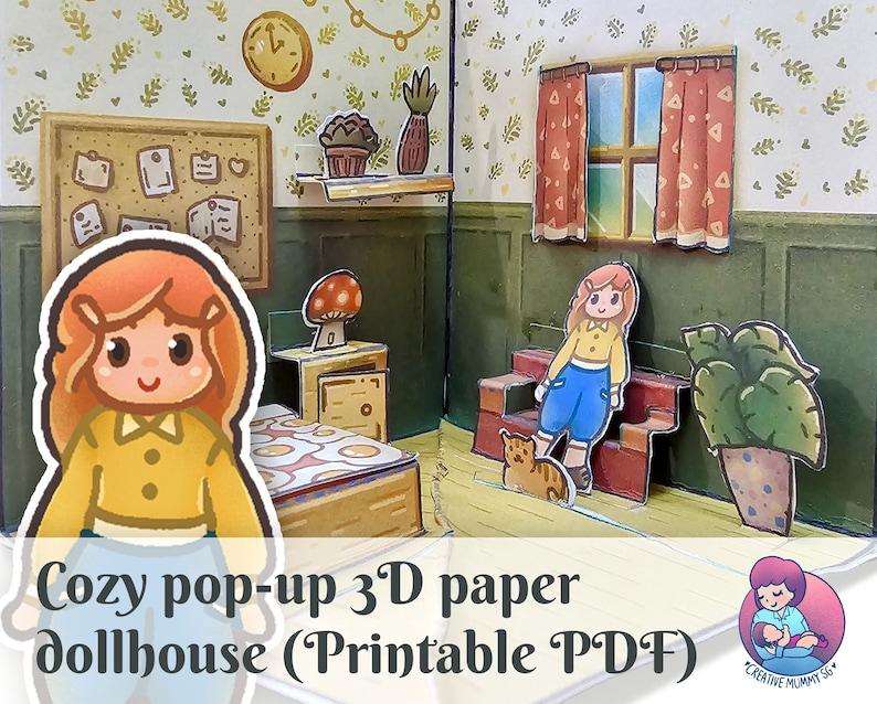 DIY Cozy 3D Pop-up Paper Dollhouse: Travel Activity Kit for Kids (PDF ...