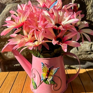 Pink Watering Can full of Pink Black-Eyed Susans