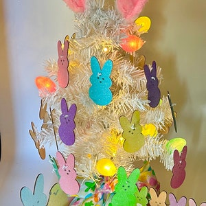 Peeps Bunny Tabletop Tree             Decorations shown in picture are included!!              Ships next day!
