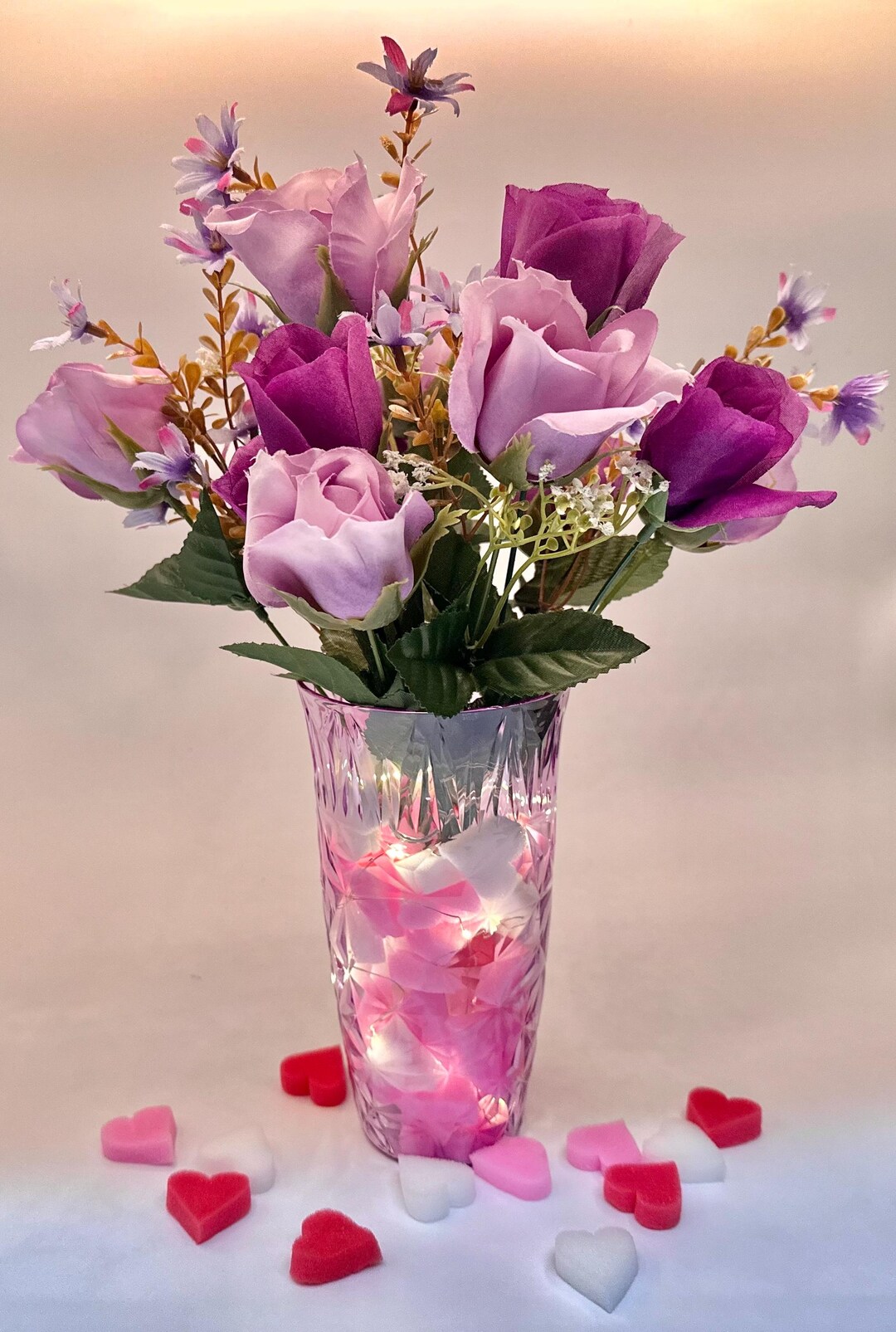 Dozen Violet Roses LED Lit Purple Dozen Roses Valentines Day Bouquet - Etsy