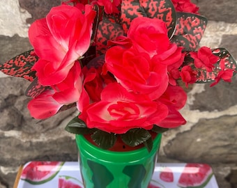Tea Roses in a Watermelon Bouquet