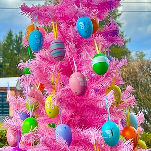 Colorful 3 Foot Pink Easter Egg Tree                  Pink train included!