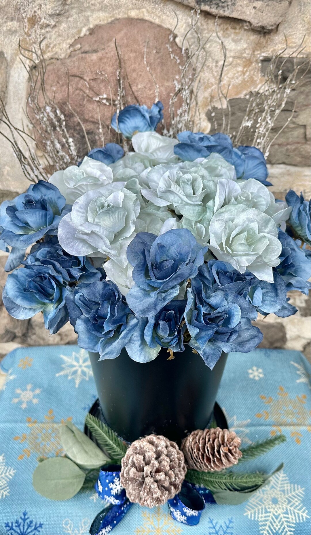 Winter Willow and Rose Bouquet Etsy