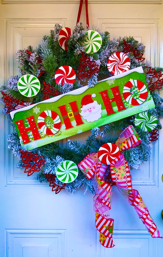 HO HO HO Happy Holiday Wreath XMASINJULY50OFF - Etsy