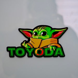 Toyoda Toyota Sticker 5x3 durable waterproof decal sticker. TRD stripe Baby Alien , Grogu free shipping zdjęcie 1