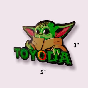 Toyoda Toyota Sticker 5x3 durable waterproof decal sticker. TRD stripe Baby Alien , Grogu free shipping zdjęcie 5