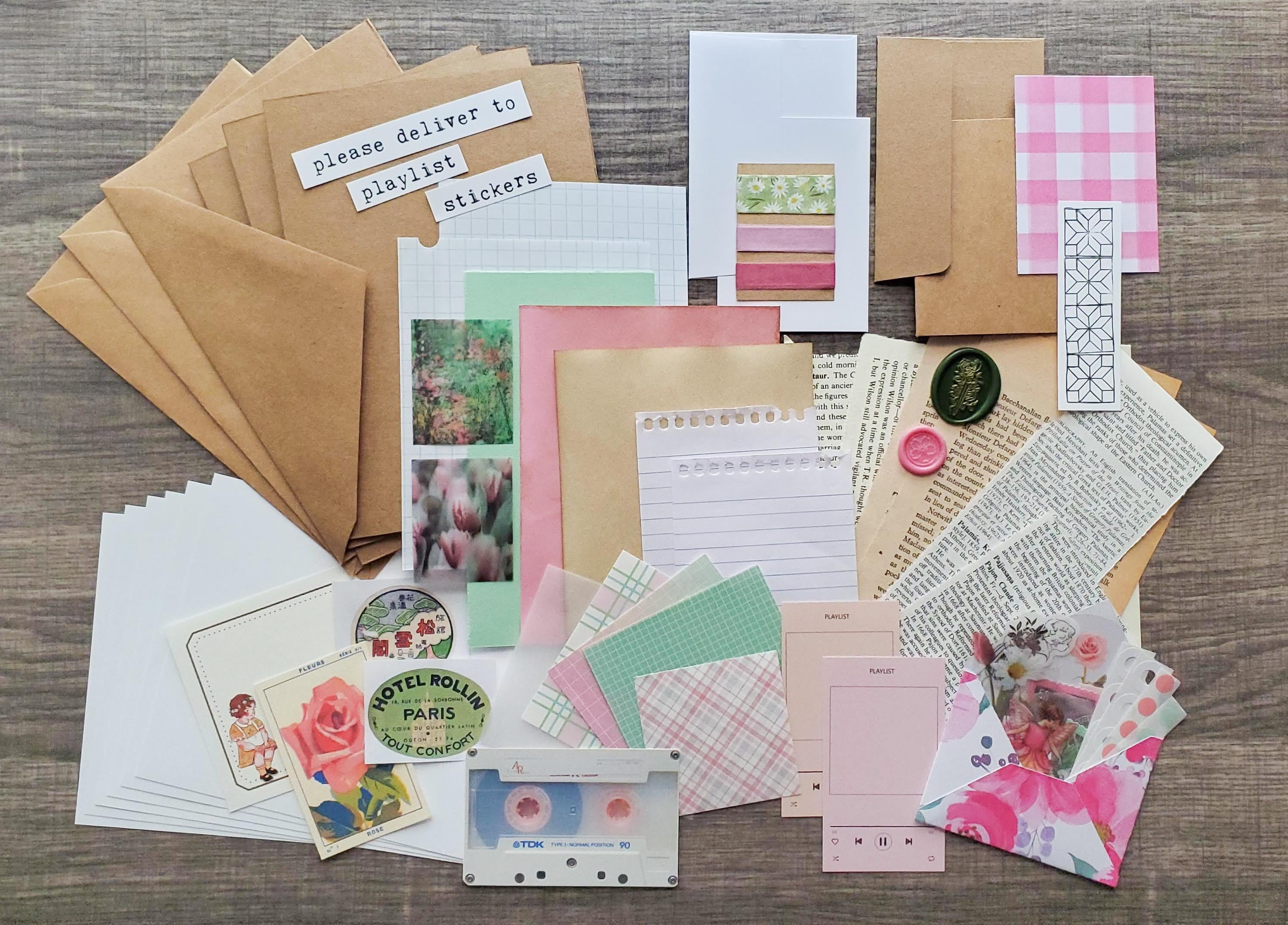 Cottagecore Stationery Kit | Vintage Ephemera, Pen Pal Kit, Snail Mail Supplies, Letter Writing Kit, Stationery Supplies, Junk Journal Kit