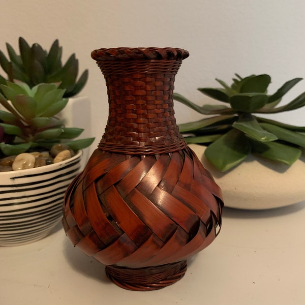 Vintage Small Braided Ikebana Vase