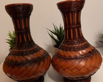 Vintage Bamboo Ikebana Vases