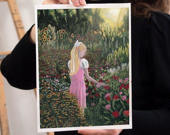 In her garden - Original Acrylic Painting