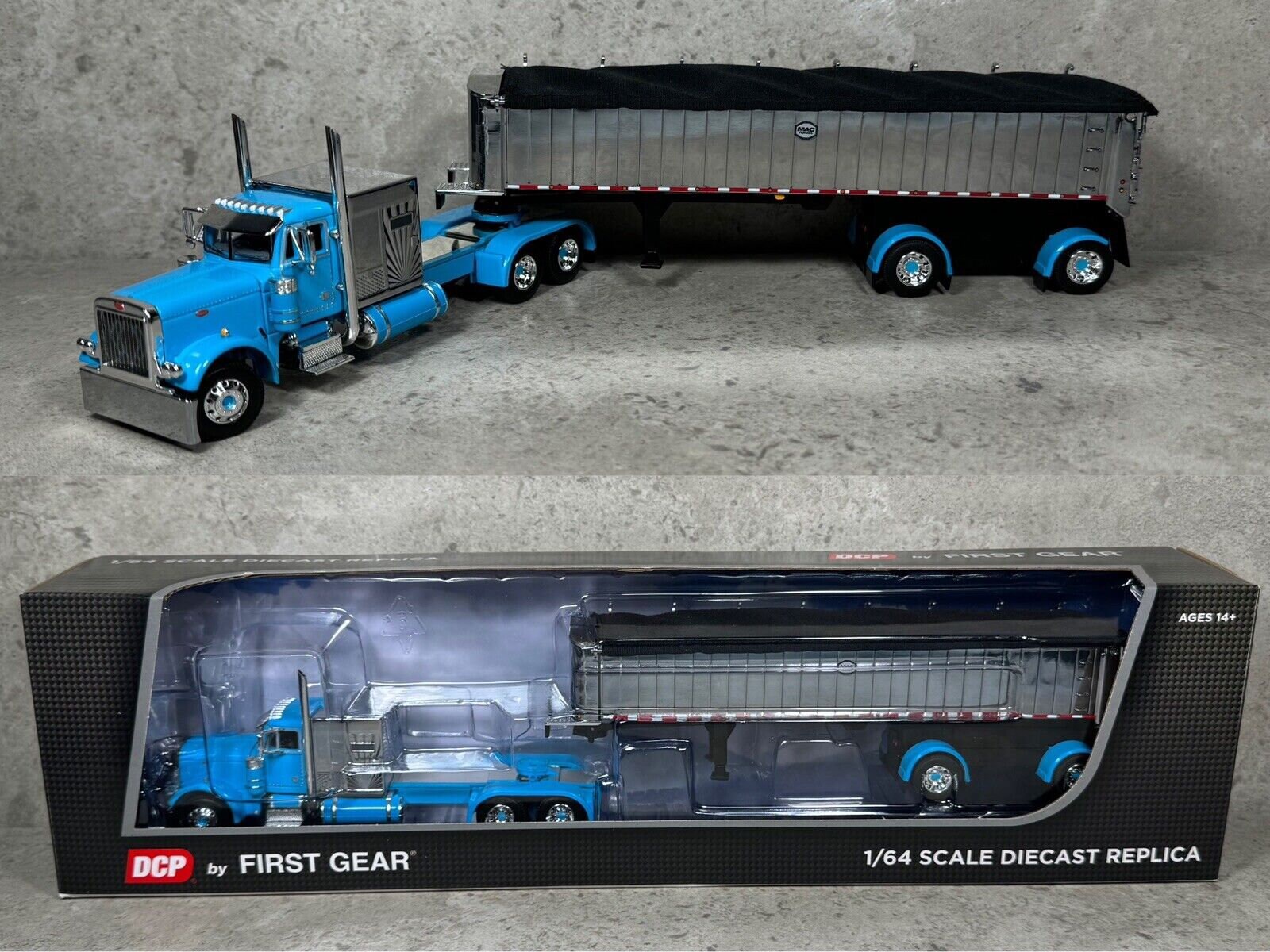 Peterbilt 379 W sleeper Dump Trailer Cyan Blue 1 64 Scale Diecast Model Truck by First Gear 60 1893 Etsy