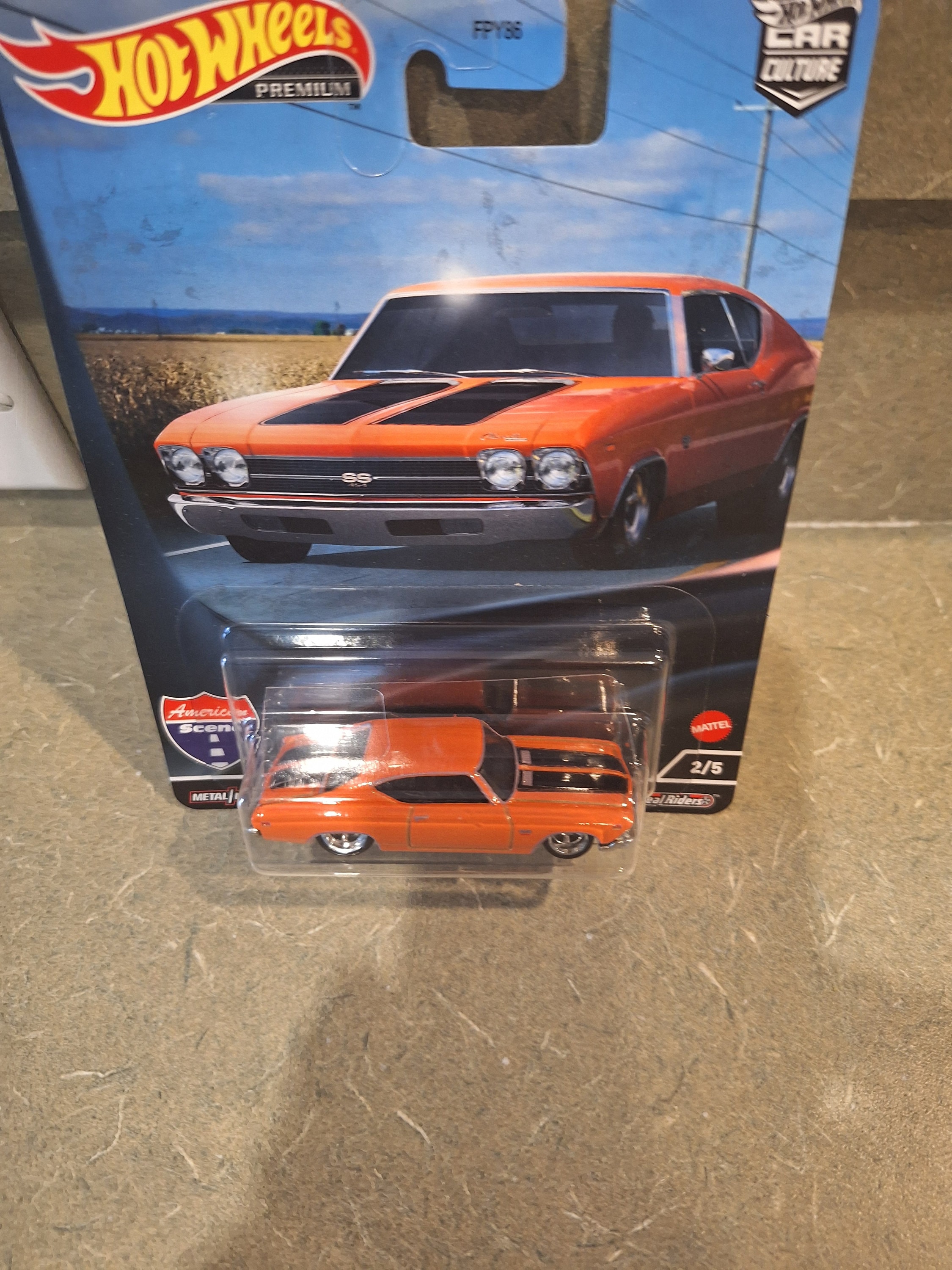 1969 Chevrolet Chevelle SS 396 Orange W/Stripes 1/64 Scale Diecast 