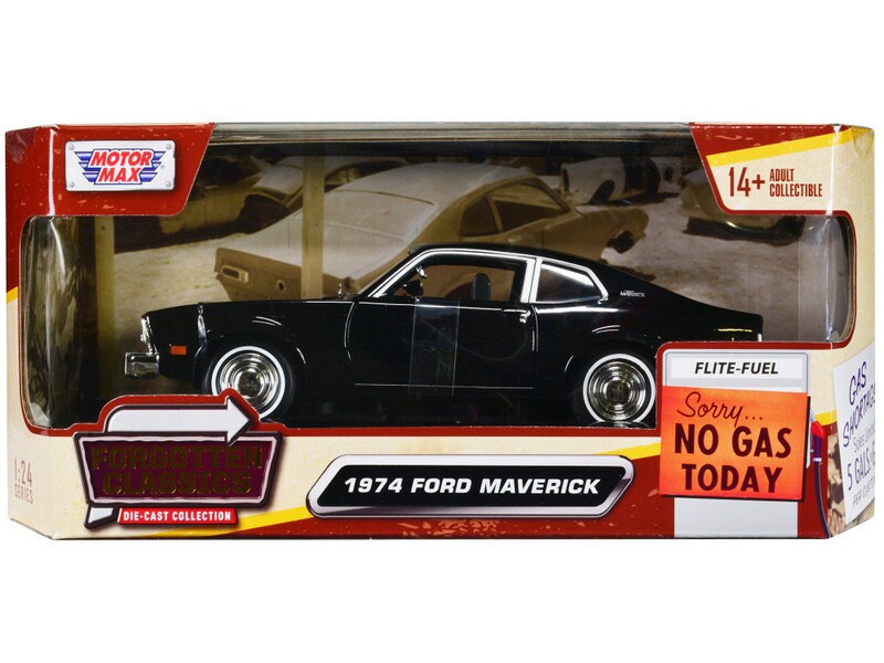 1974 Ford Maverick Black FORGOTTEN CLASSICS 1 24 Scale Diecast Model Car By MOTORMAX 79042
