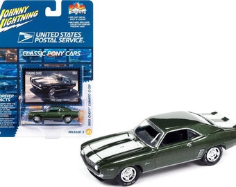 1969 Chevrolet Camaro Z/28 Green "USPS" 1/64 Scale Diecast Model Car by Johnny Lightning JLPC013-JLSP348 (Limited Edition)