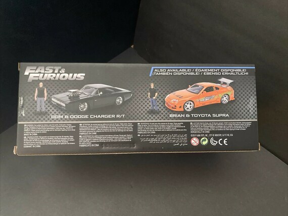 Fast & Furious 1:18 Toyota Supra - Coche fundido a presión y figura de  Brian de 3 pulgadas, juguetes para niños y adultos, naranja