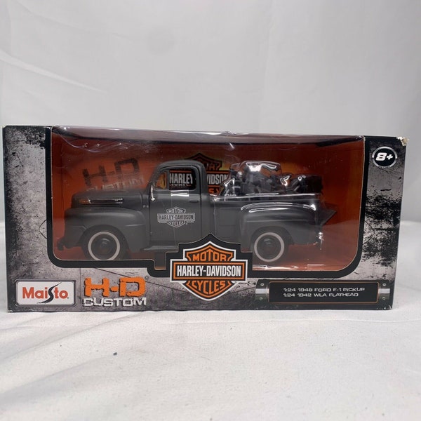 1948 Ford F-1 & 1942 Harley Davidson WLA Flathead Dark Gray 1/24 Scale Diecast Model by MAISTO 32185