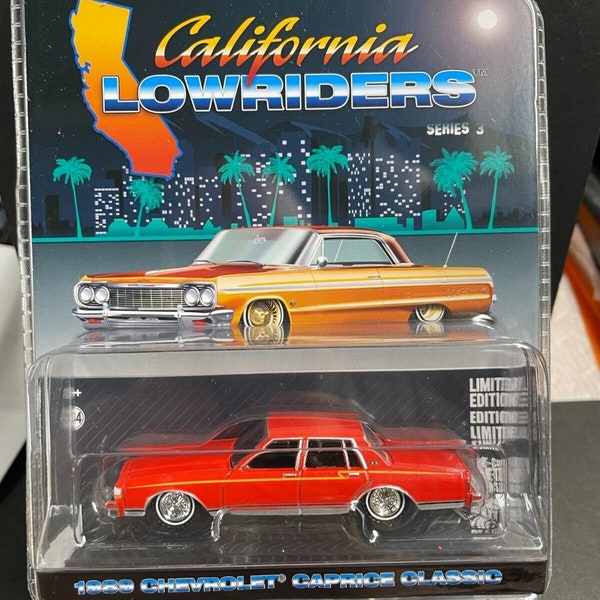 1989 Chevrolet Caprice Classic Lowrider Red Orange 1/64 Scale Diecast Model Car By GREENLIGHT 63040 F (Limited Edition)