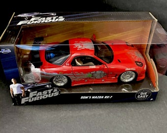 Fast and Furious Dom's Mazda RX-7 1:24 Scale Diecast Model Car By Jada 98338 RED NEW