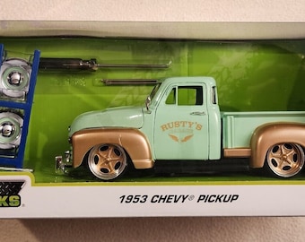 1953 Chevrolet 3100 Pickup Light Green & Extra Wheels 1/24 Scale Diecast Model Truck By JADA 32709