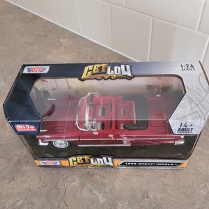 Chevrolet Impala Cabriolet Lowrider 1958 1/24 - Diecast Motormax Rouge Foncé, Boîte Scellée