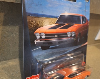 1969 Chevrolet Chevelle SS 396 Orange W/Stripes 1/64 Scale Diecast 