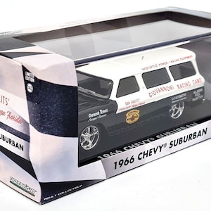 1966 Chevrolet Suburban Black & White "SPEED SHOP" 1/43 Scale Diecast Model By GREENLIGHT 86347 (Limited Edition)