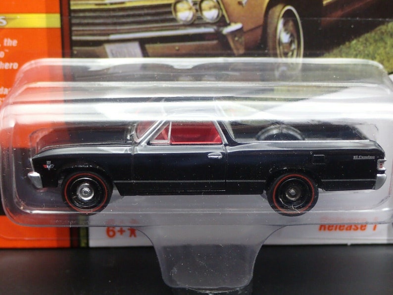 1967 Chevrolet El Camino Tuxedo Black Limited Edition to 11652 pieces Worldwide 1/64 Diecast Model Car by Johnny Lightning JLCG028-JLSP225B image 2