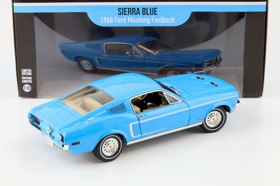 1968 Ford Mustang Fastback Sierra Blue 1/18 Scale Diecast Model