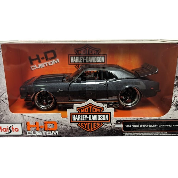 1968 Chevrolet Camaro Z-28 Dark Gray "HARLEY DAVIDSON" 1/24 Scale Diecast Model Car by MAISTO 32273