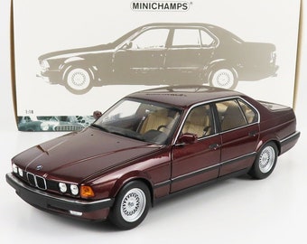 1986 BMW 730I (E32) Dark Red Metallic 1/18 Scale Diecast Model Car By MINICHAMPS 100023007