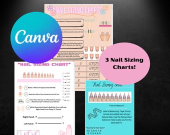 Press On Nail Sizing Chart | Printable Measurement Guide (Canva Editable)