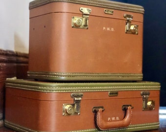 Brown Leather Oshkosh Vintage Luggage 