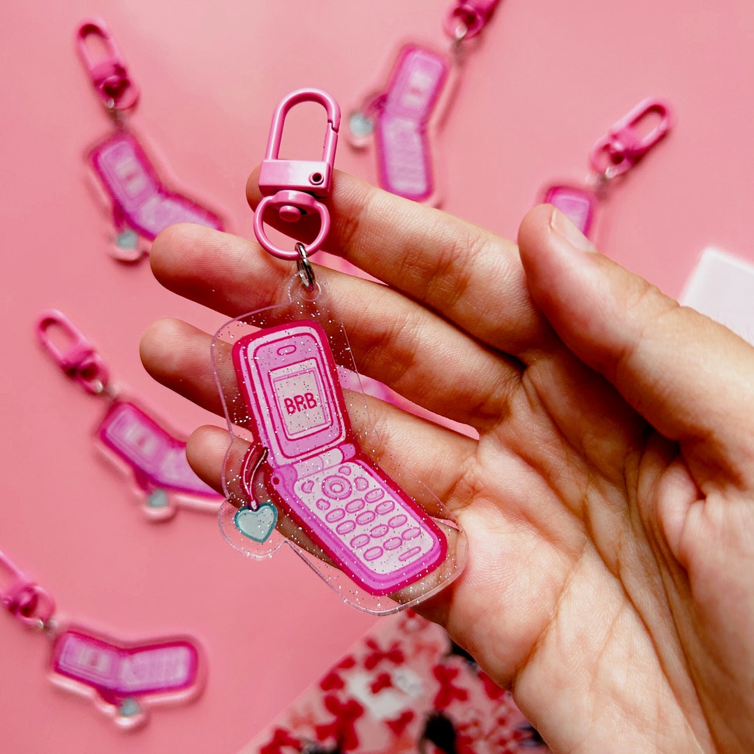 Glitter Acrylic Charm Flip Phone Barbie Phone Pink Lobster Etsy